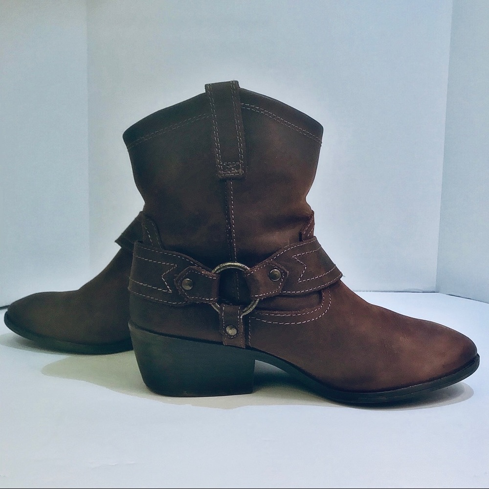 MotoBoots Womens Size 8 Brown Leather Harness